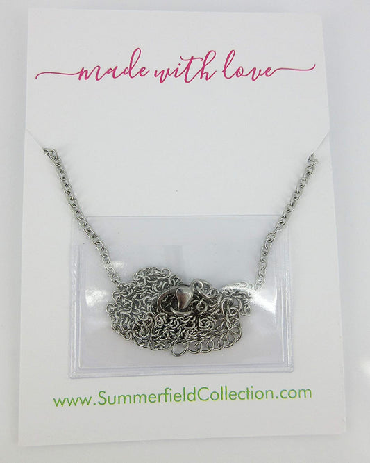 Stainless Steel Champagne Glitter Faux Druzy Pendant Necklace