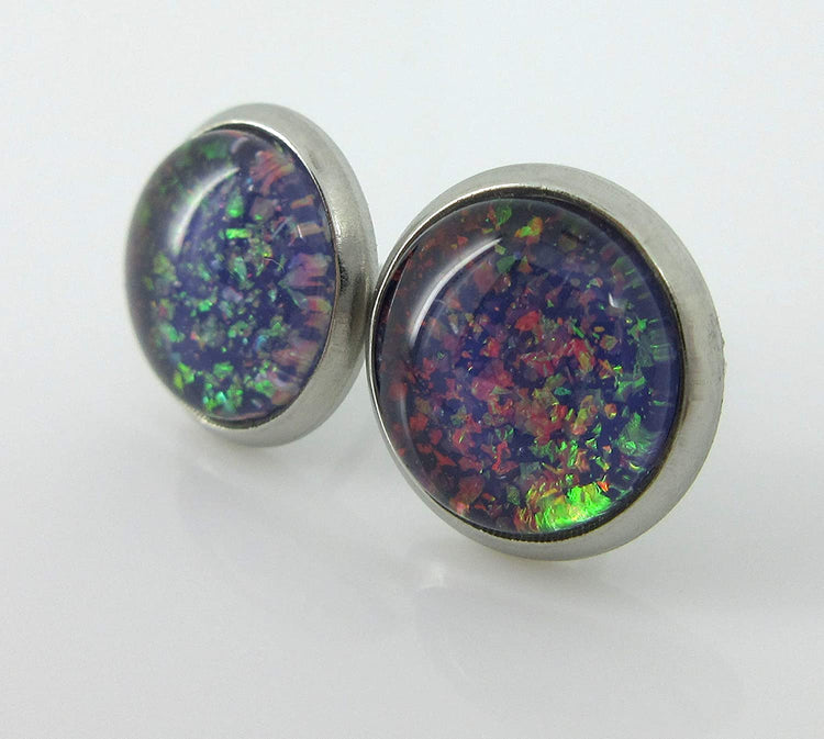 Stainless Steel Halloween Trio Stud Earrings Set Faux Druzy Glass