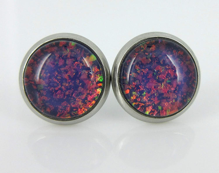 Stainless Steel Halloween Trio Stud Earrings Set Faux Druzy Glass