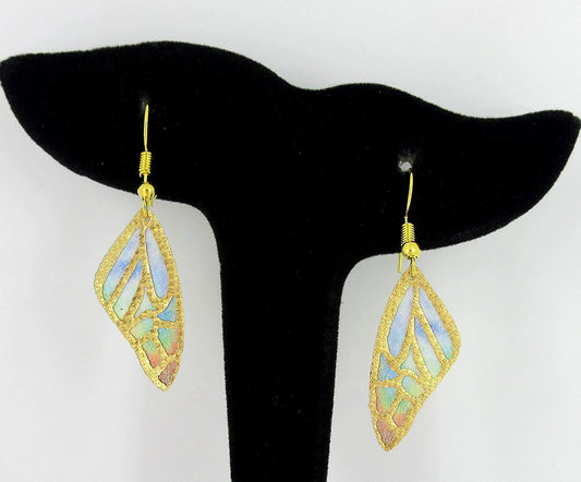 Multicolor Butterfly Wing Fabric Dangle Earrings