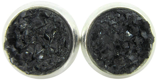 Silver-tone Faux Druzy Stone Stud Earrings 8mm