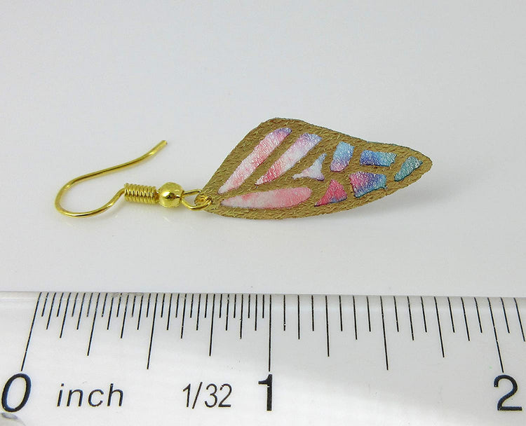 Vivid Rainbow Butterfly Wing Fabric Dangle Earrings