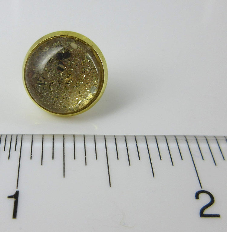 Gold-tone Glitter Glass Stud Earrings Hand-painted 12mm