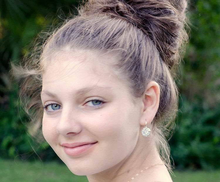 Silver-tone Metallic Faux Druzy Stone Lever-back Drop Earrings 12mm