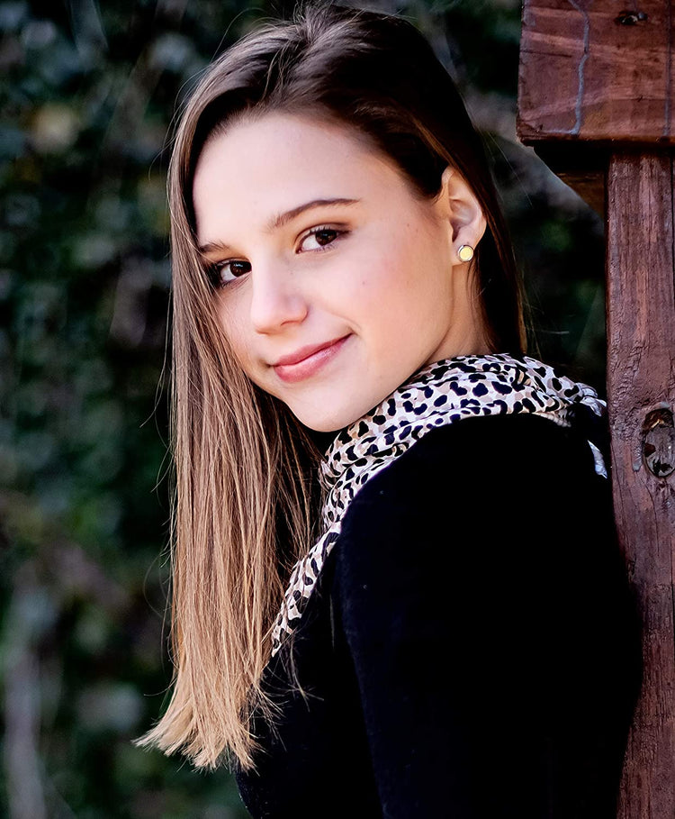 Silver-tone Pink to Green Color Shift Glitter Glass Stud Earrings Hand-painted 8mm